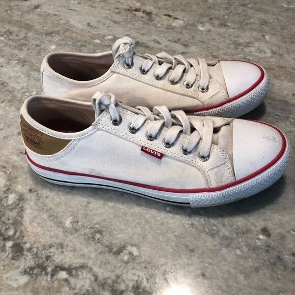 LEVI’S WHITE CANVAS Cap Toe Sneaker - Picture 1 of 7